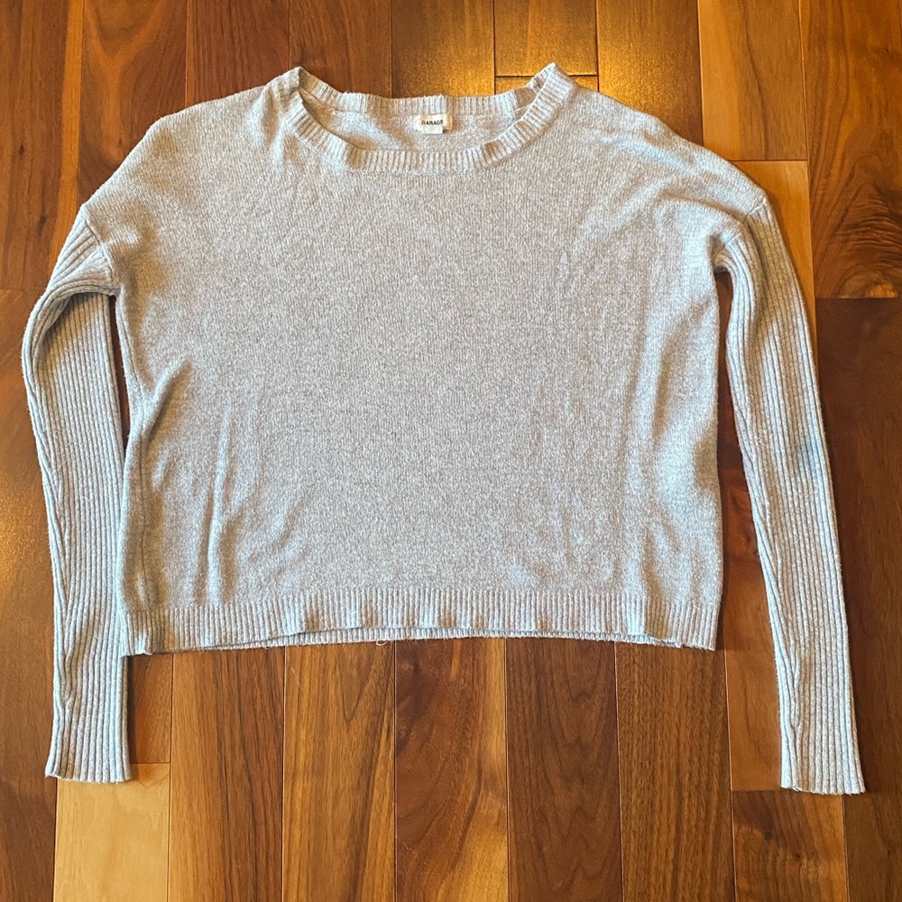 Garage Ladies Cropped Grey Sweater in XS
